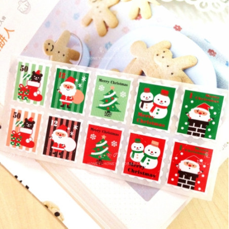 kerst postzegel sticker