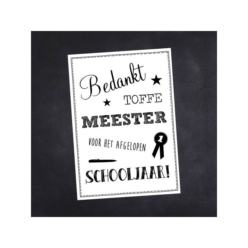kaart bedankt toffe meester