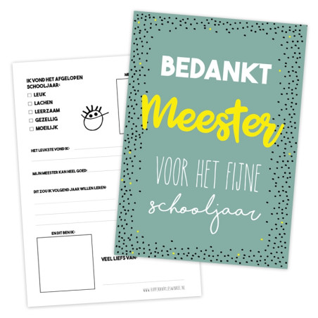 invulkaart bedankt meester