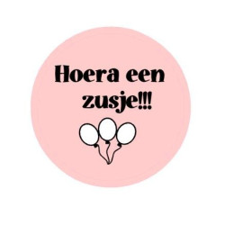 sticker hoera meisje roze