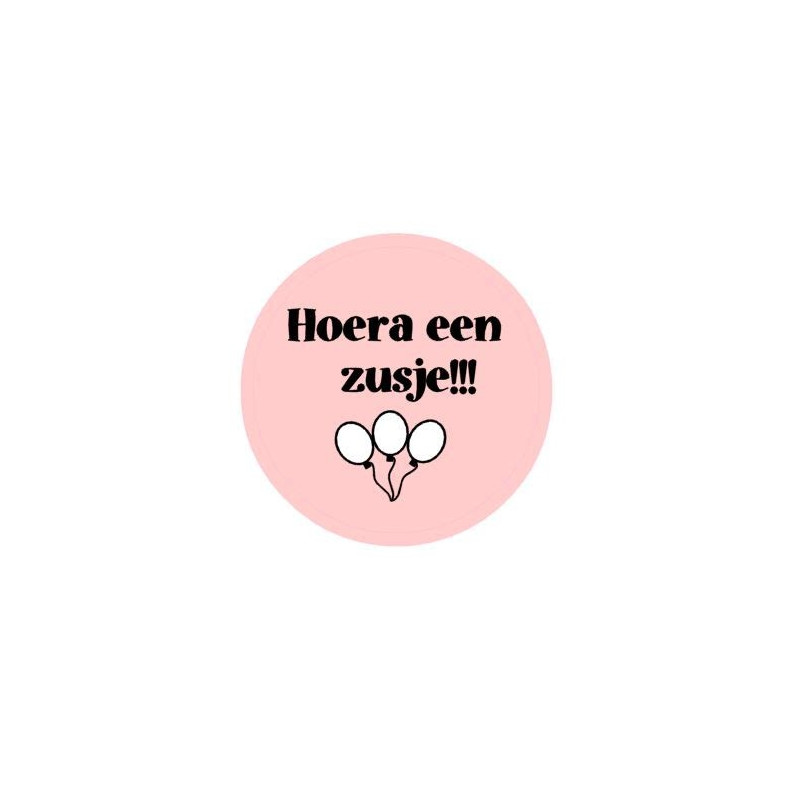 sticker hoera meisje roze