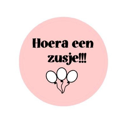 sticker hoera meisje roze