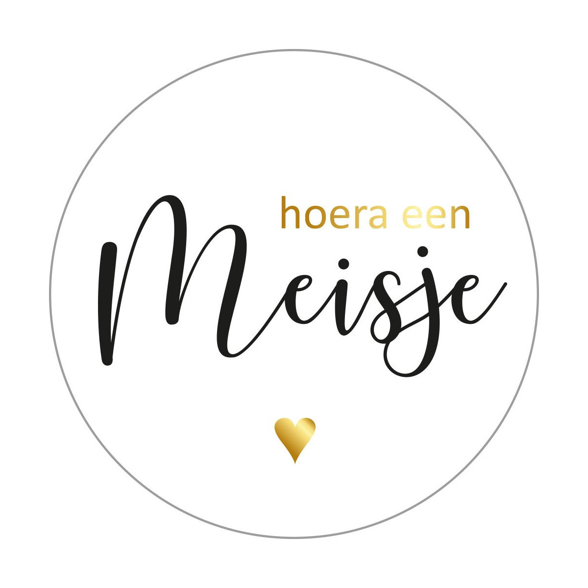 sticker hoera meisje goudfolie