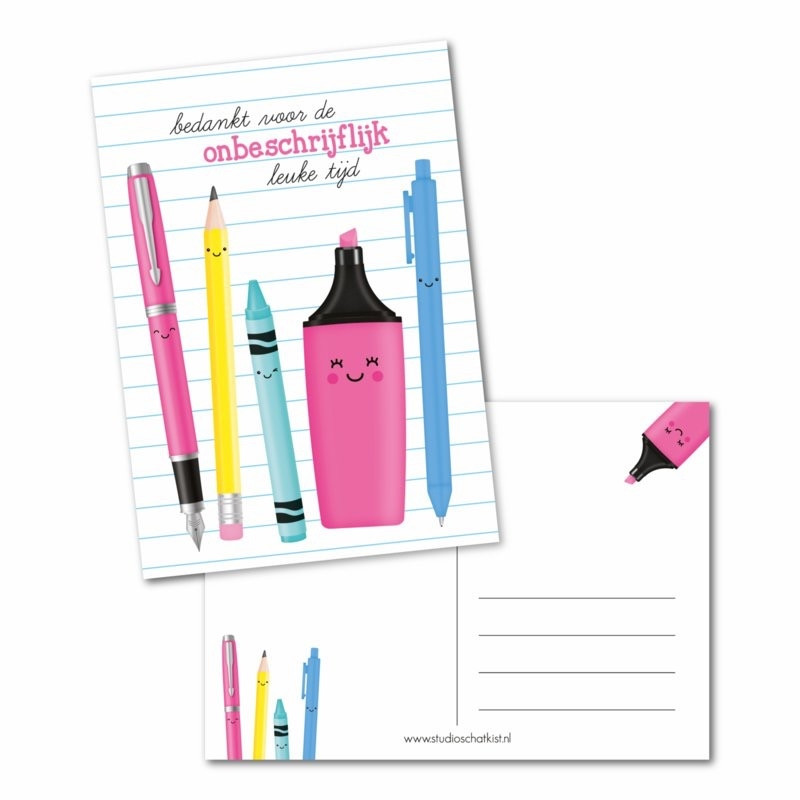 kaart bedankt voor onbeschrijflijk leuke tijd