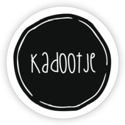 sticker rond kadootje zwart wit