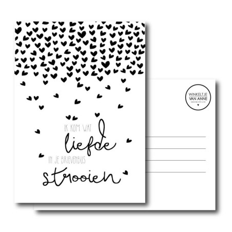 kaart ik kom wat liefde in je brievenbus strooien