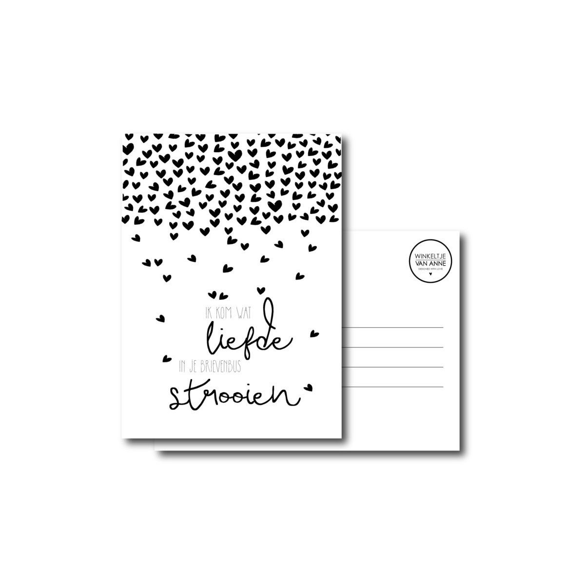 kaart ik kom wat liefde in je brievenbus strooien