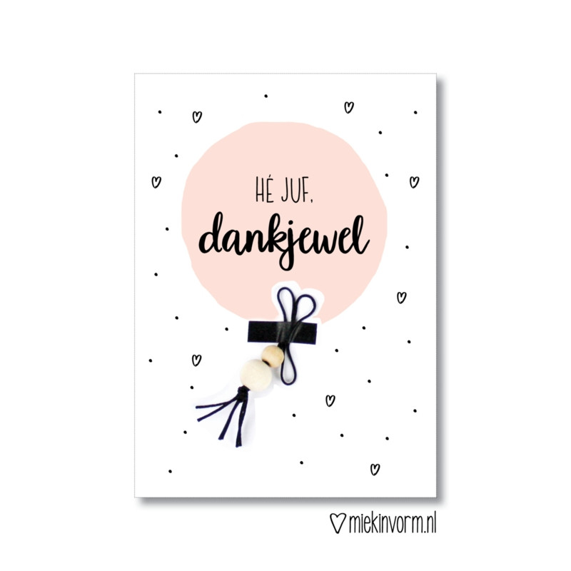 he juf dankjewel kaart gelukspoppetje