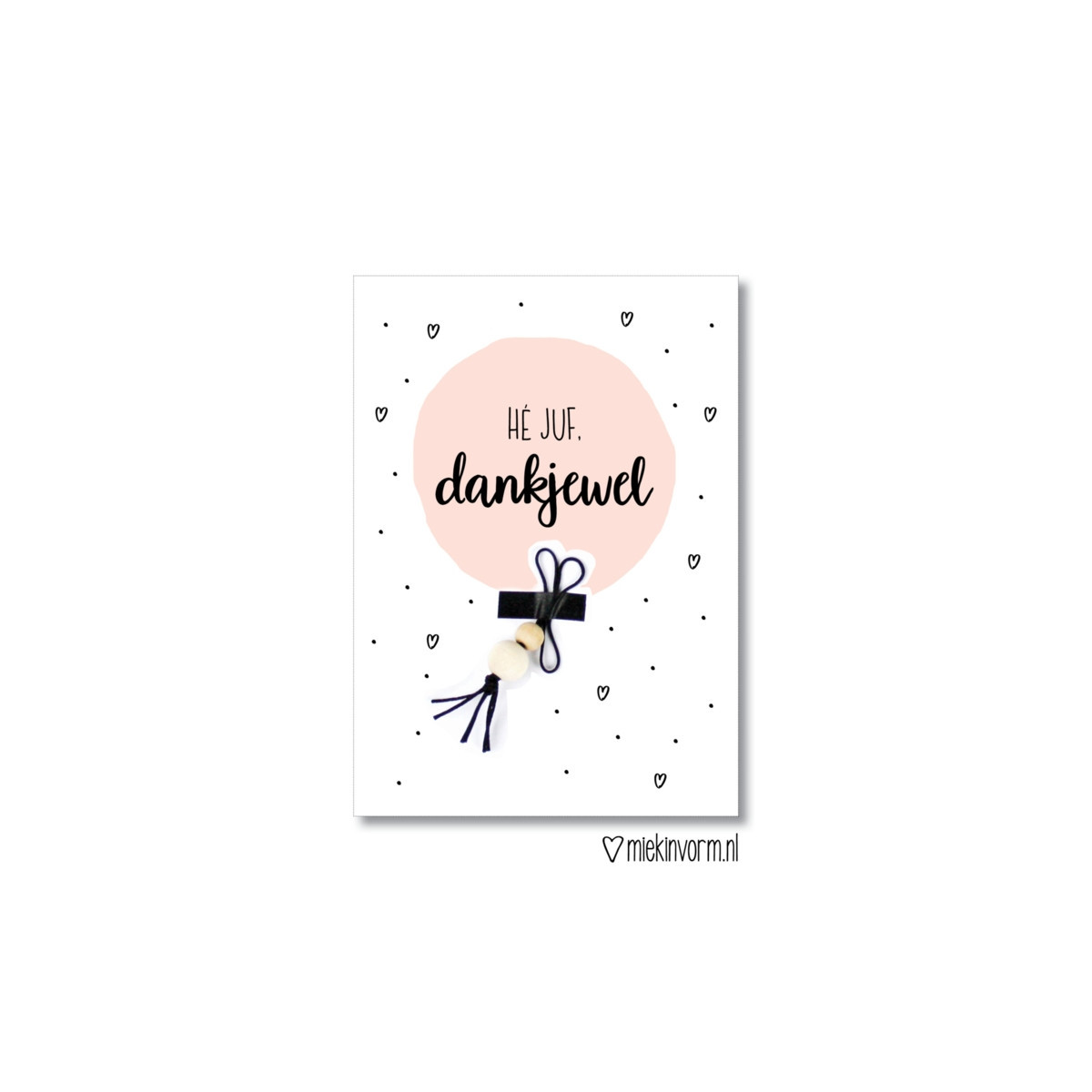 he juf dankjewel kaart gelukspoppetje
