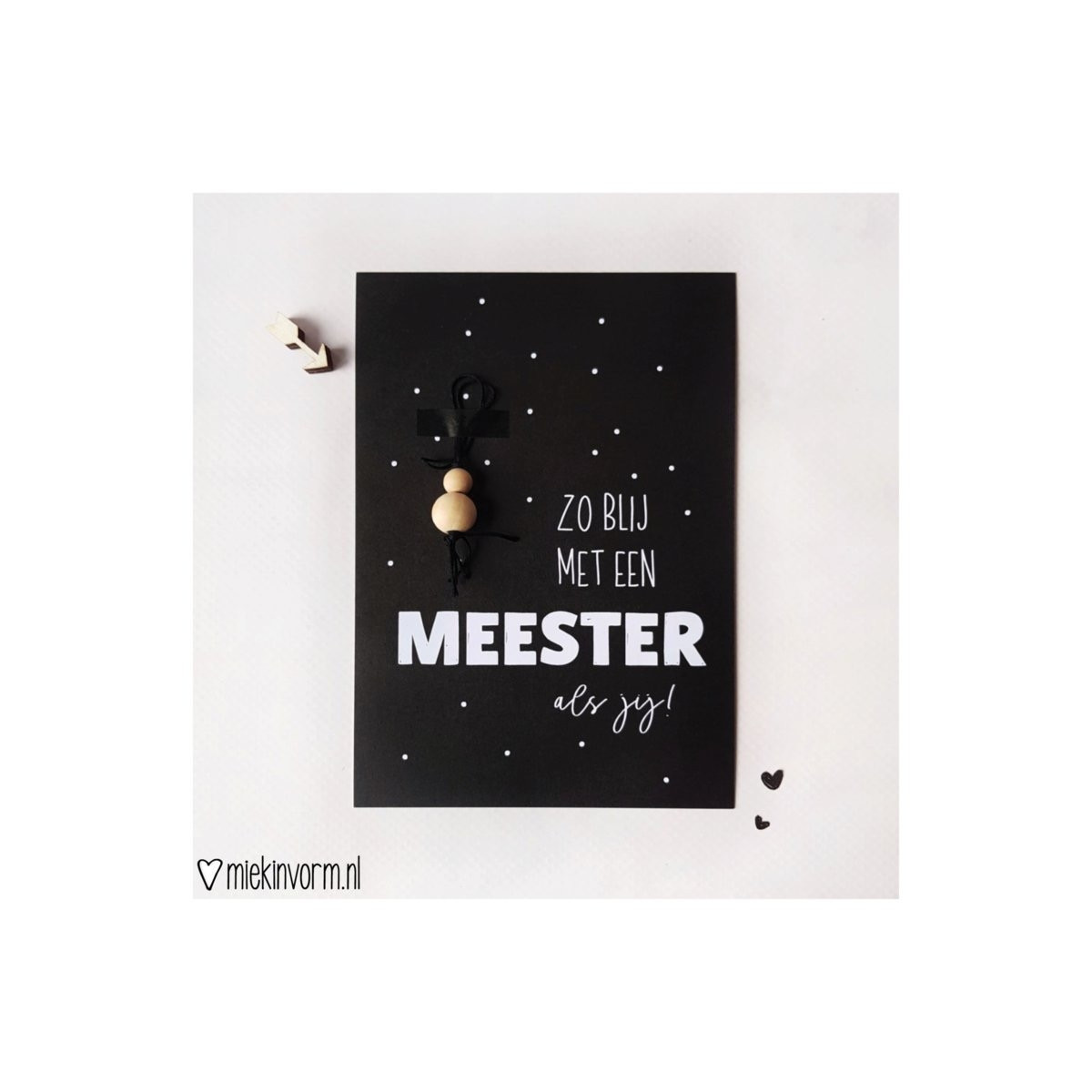 Zo blij met een meester als jij! Ansichtkaart + gelukspoppetje