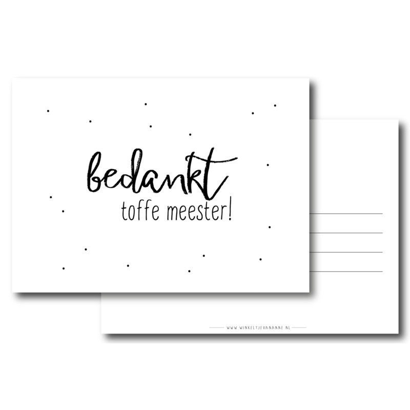 kaart bedankt toffe meester
