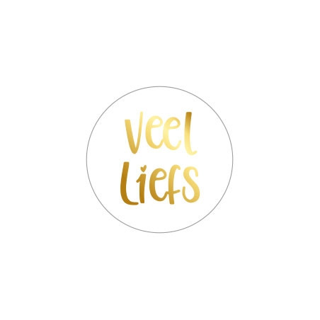 sticker veel liefs goud