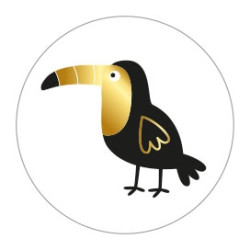 Sticker toekan goudfolie