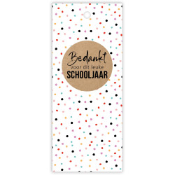 kadokaartje gekleurde stip bedankt voor dit leuke schooljaar