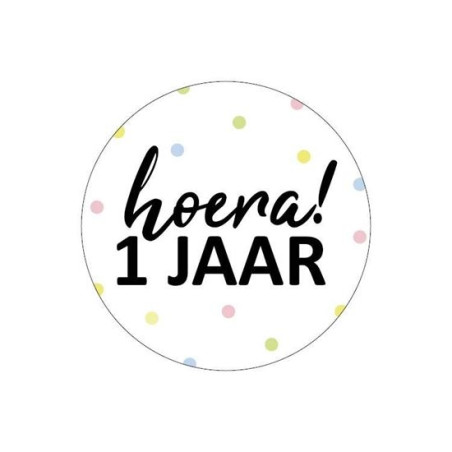 sticker hoera 1 jaar