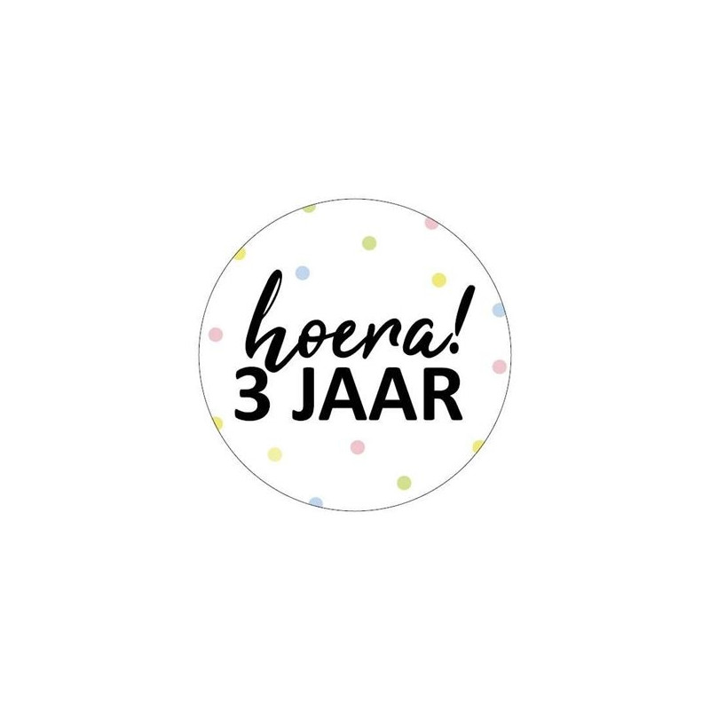 sticker hoera 3 jaar