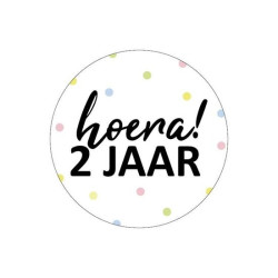 sticker hoera 2 jaar