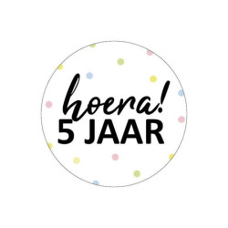 sticker hoera 5 jaar