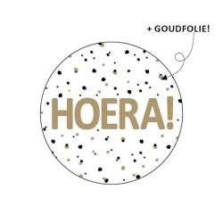 sticker hoera goud zwart