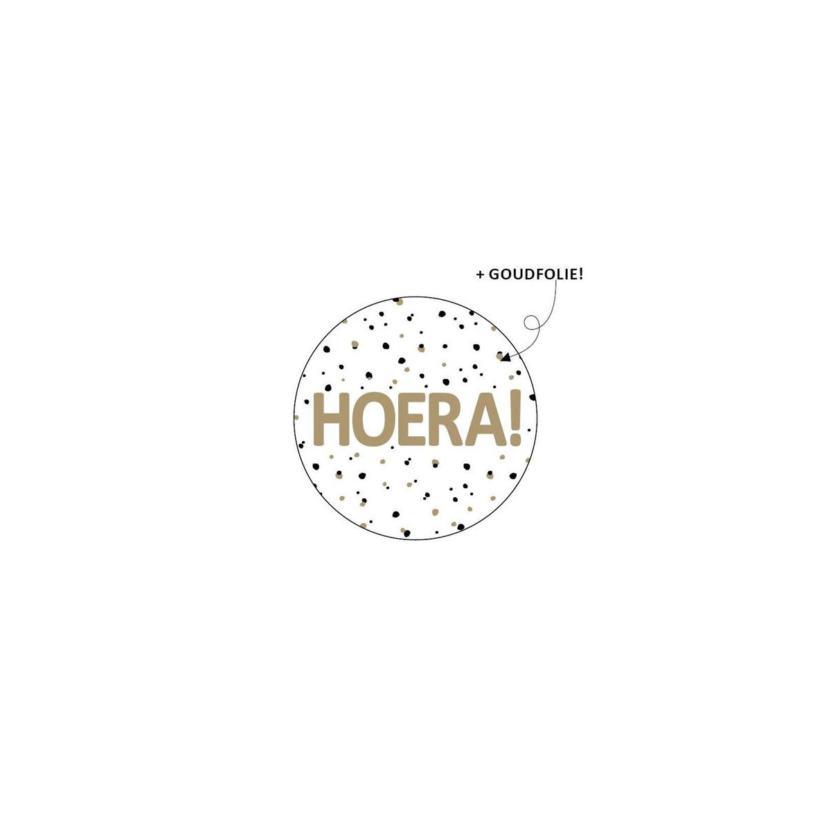 sticker hoera goud zwart