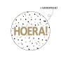 sticker hoera goud zwart
