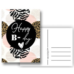 kaart happy b-day roze