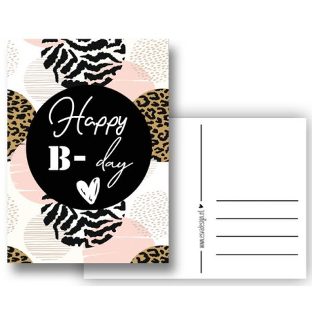 kaart happy b-day roze