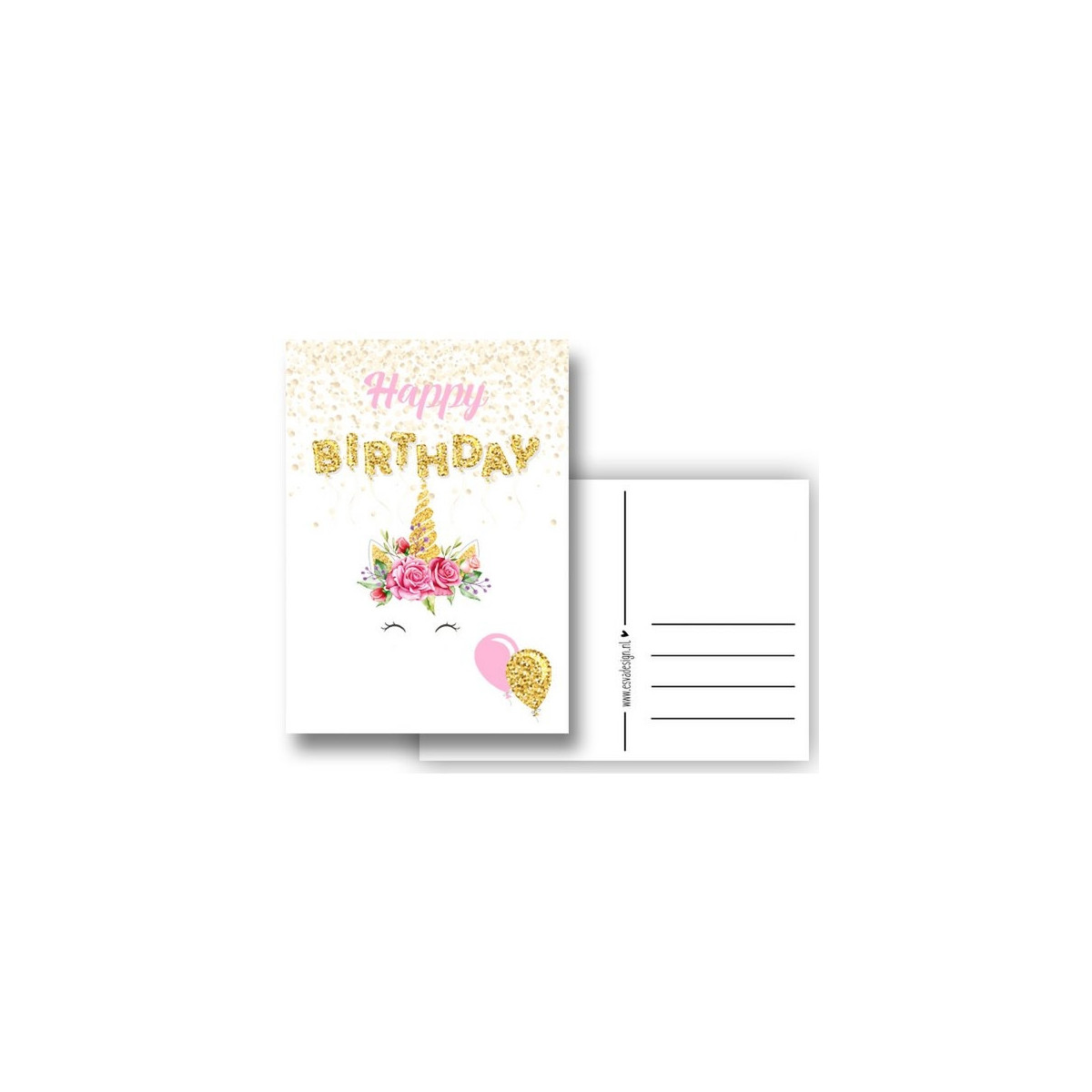 kaart happy birthday unicorn
