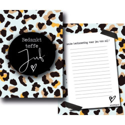 kaart toffe juf leopard mint