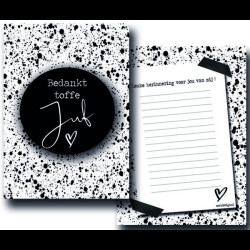 kaart bedankt toffe juf spots