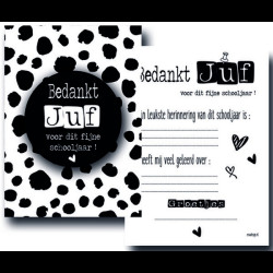 kaart bedankt juf stippen