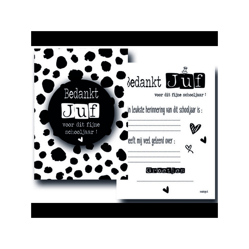 kaart bedankt juf stippen