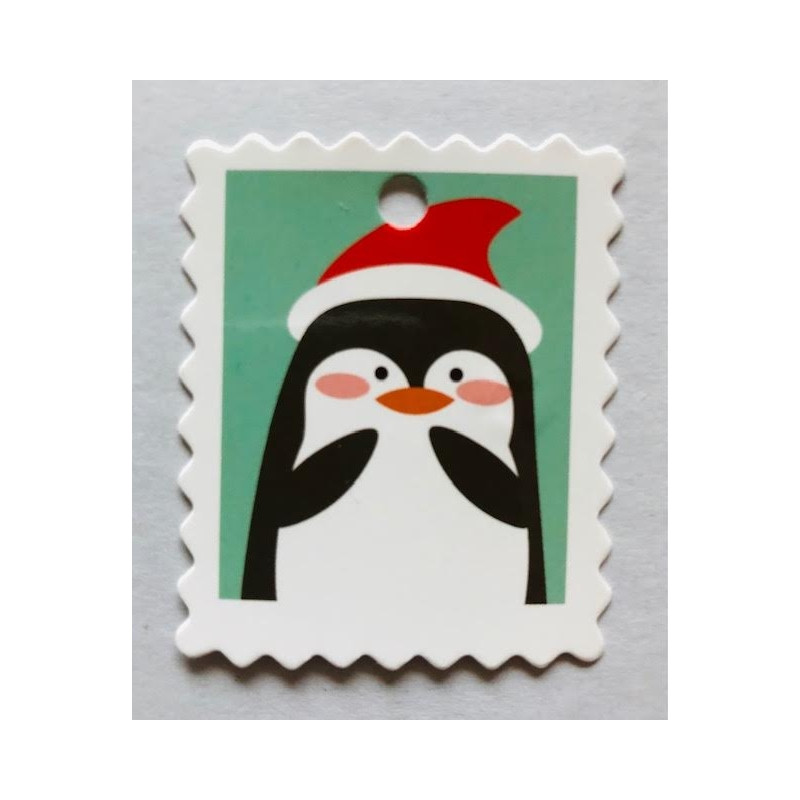 kerst postzegel label pinguin