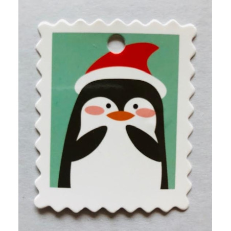 kerst postzegel label pinguin
