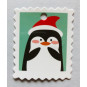 kerst postzegel label pinguin
