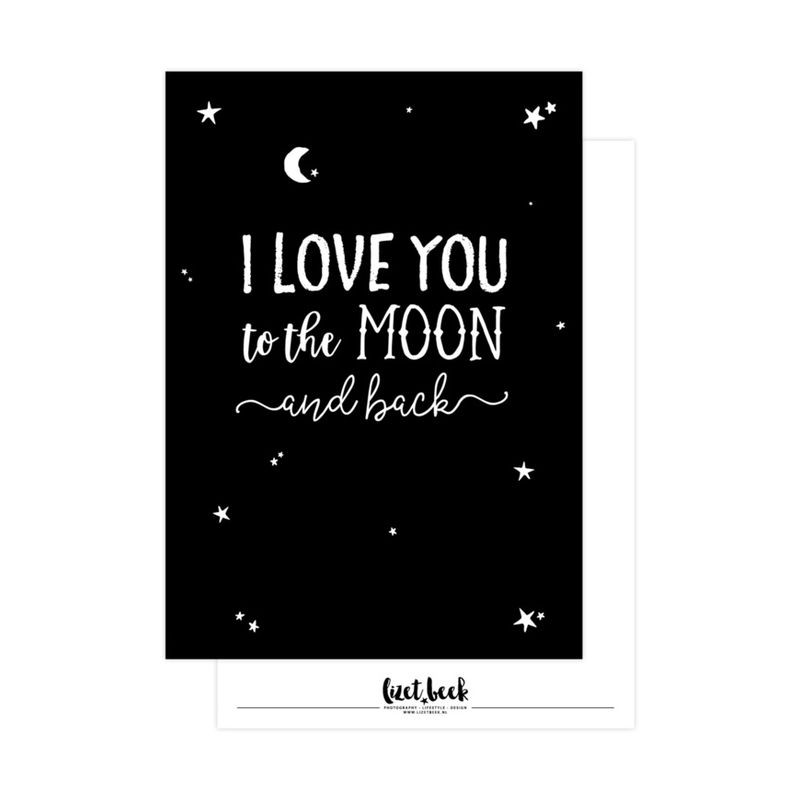 kaart love moon zwart