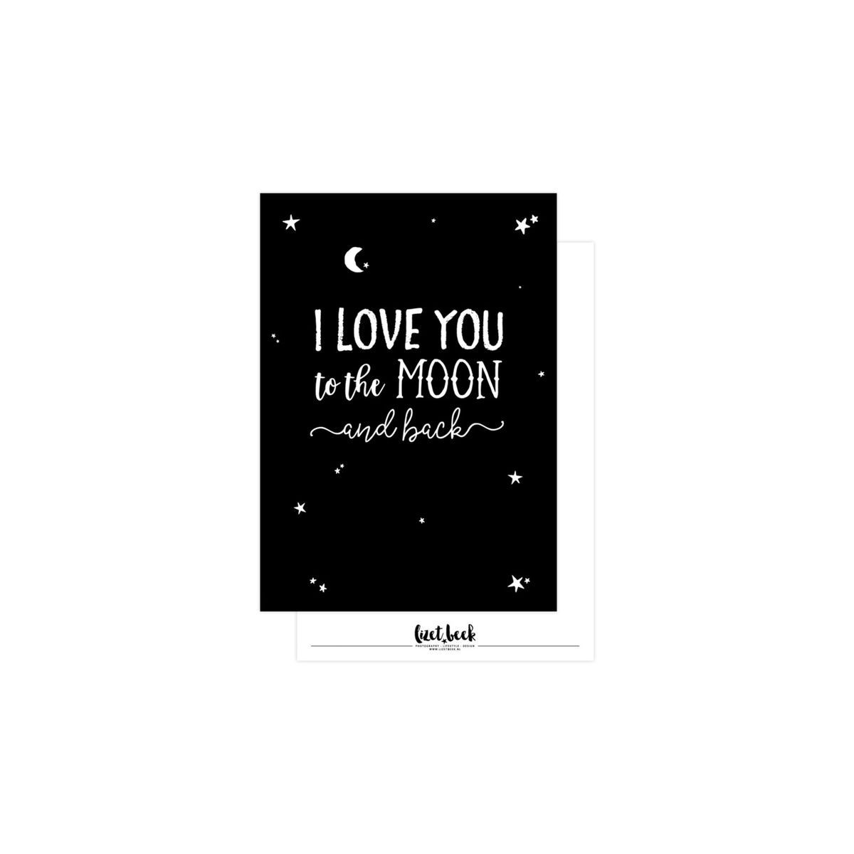 kaart love moon zwart