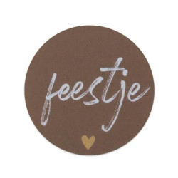 sticker feestje bruin