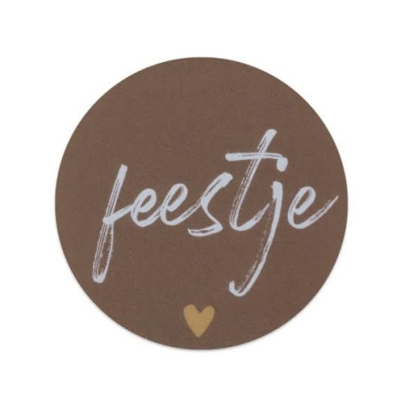 sticker feestje bruin