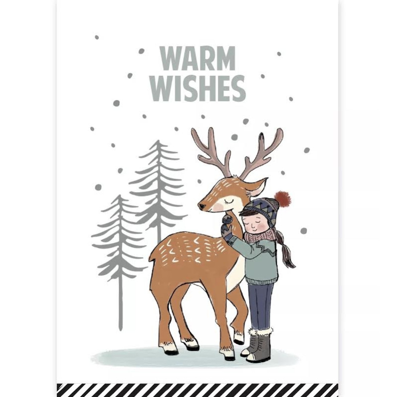 kaart warm wishes rendier