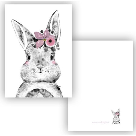 mini kaartje konijn roze