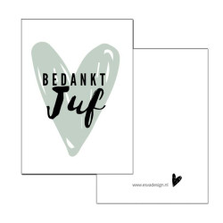 mini kaartje bedankt juf groen