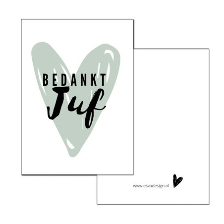 mini kaartje bedankt juf groen