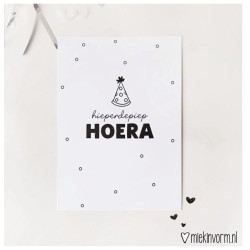 kaart hieperdepiep hoera feesthoedje