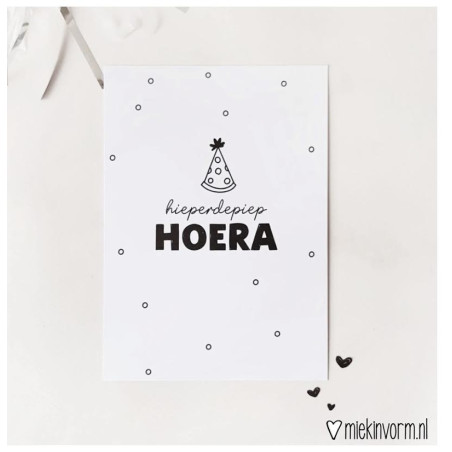 kaart hieperdepiep hoera feesthoedje