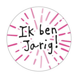sticker ik ben jarig roze