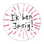 sticker ik ben jarig roze