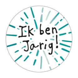 sticker ik ben jarig blauw