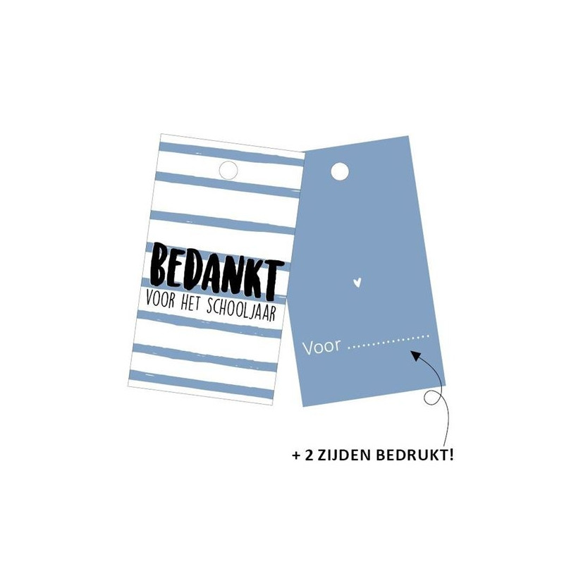 kadolabel bedankt schooljaar blauw