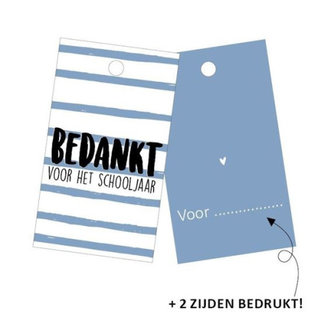 kadolabel bedankt schooljaar blauw